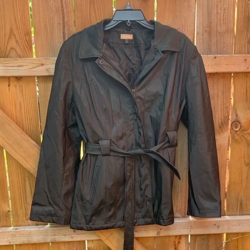 Giacca Black Women's Rain Coat with Belt